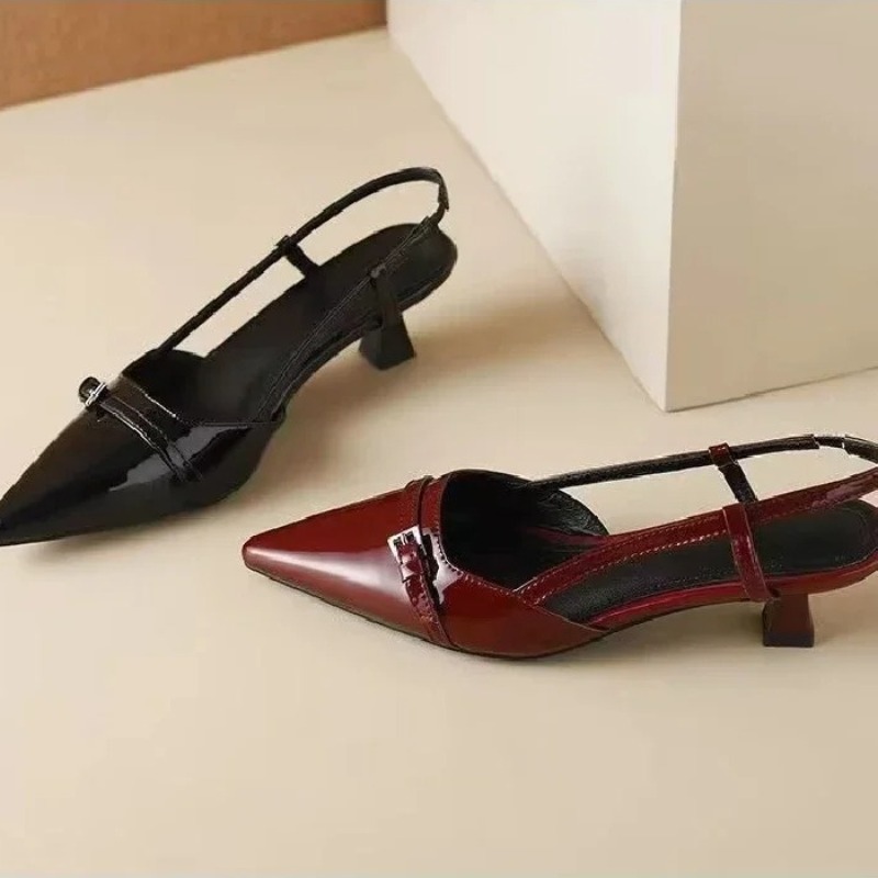 Sandals - Kadın Sandalet Moda Sivri Alçak Topuklu